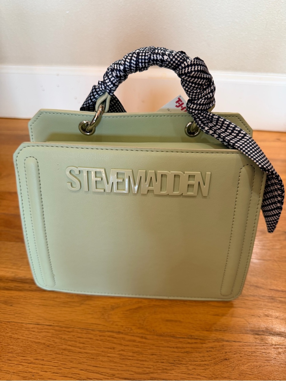 Steve Madden Mint Green Top-Handle Satchel with Patterned Wrap